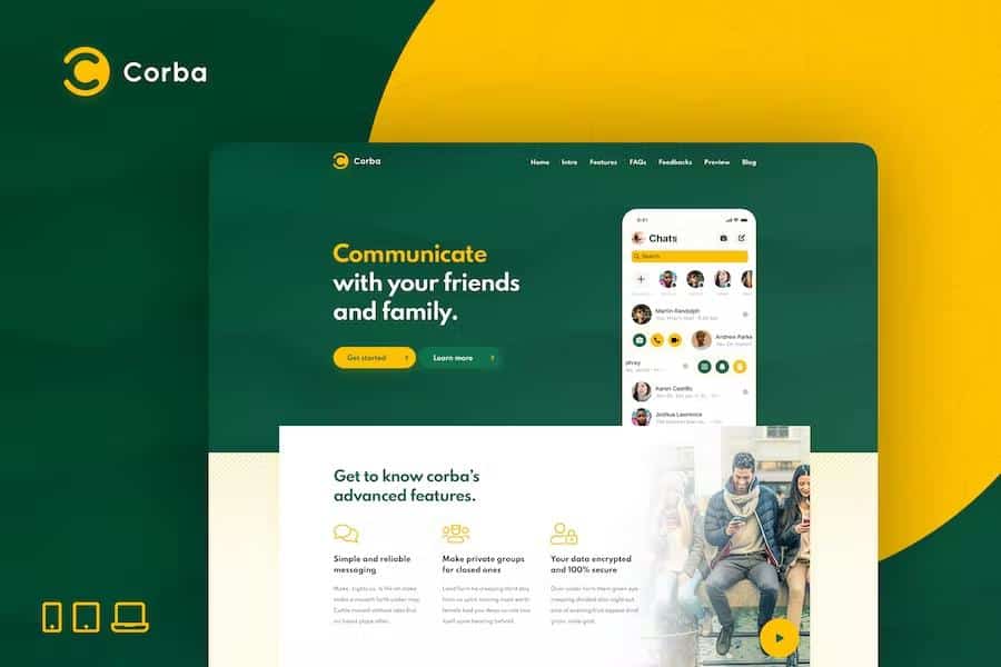 Corba - App Landing Page HTML Template