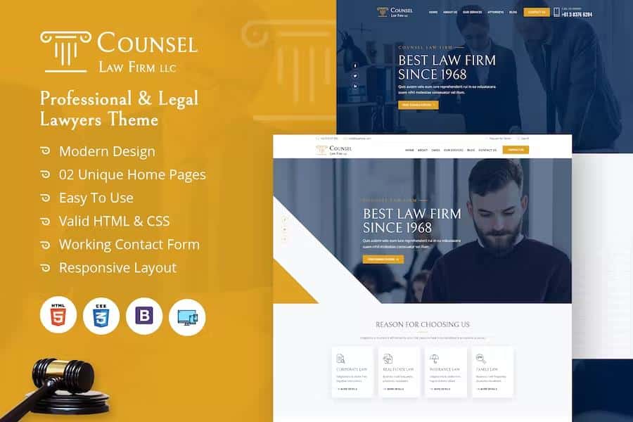 Counsel Law Firm HTML product preview