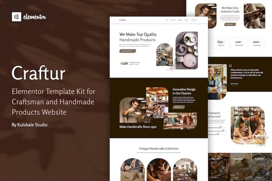 Craftur - Craftsman & Handmade Products Elementor Template Kit product preview