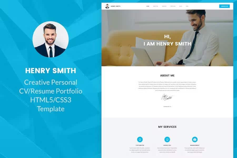 Henry Smith - Creative Personal CV Resume Portfolio HTML5 Template