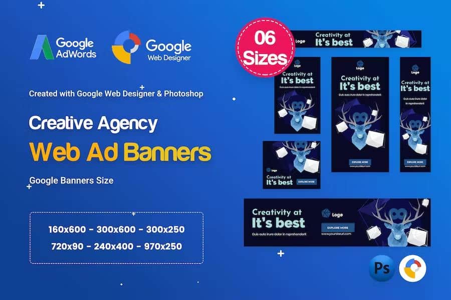 Product preview supplied for Creative, Startup Agency Banners HTML5 Ad D64