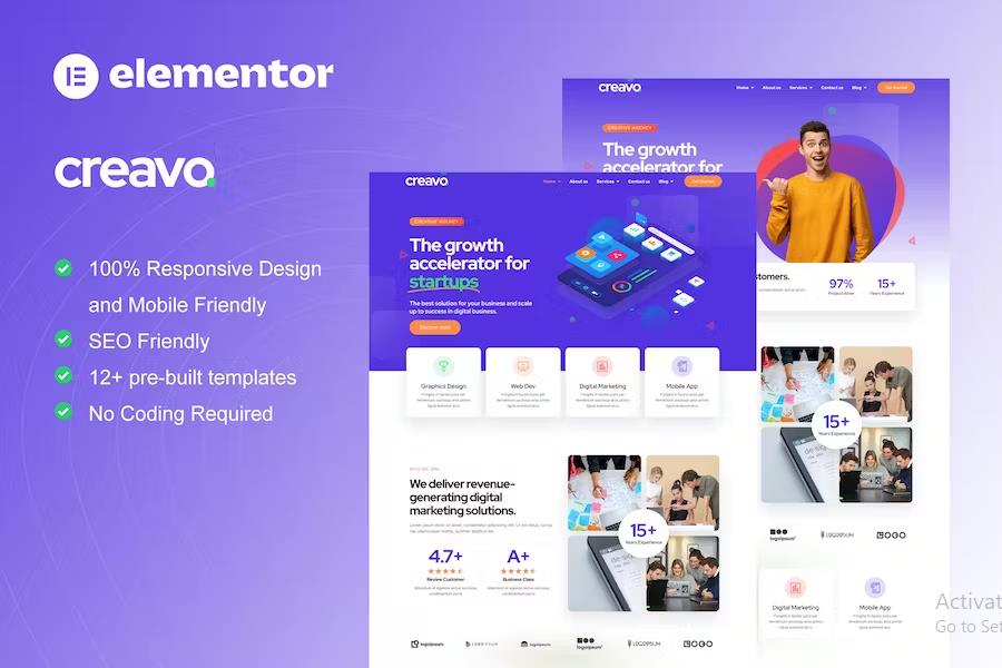 Creavo - Creative Agency & Digital Marketing Elementor Template Kit listing image