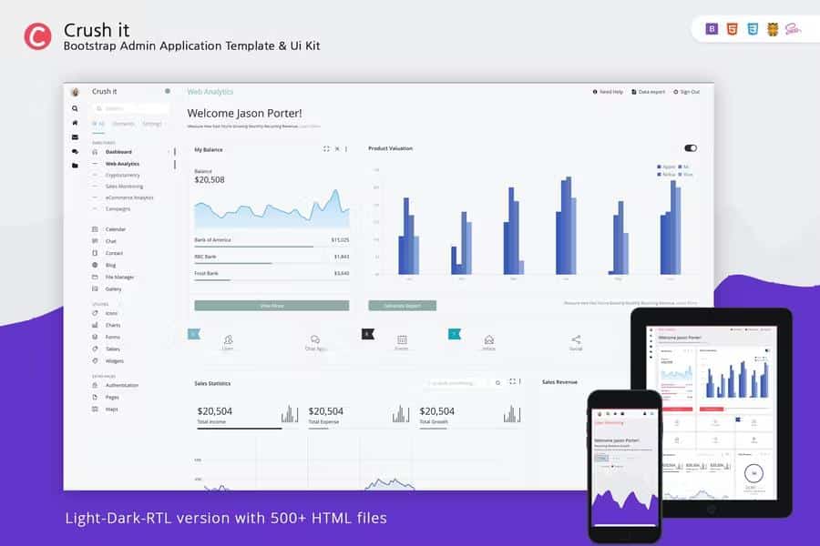 Crush it - Bootstrap Admin Application Template & Ui Kit