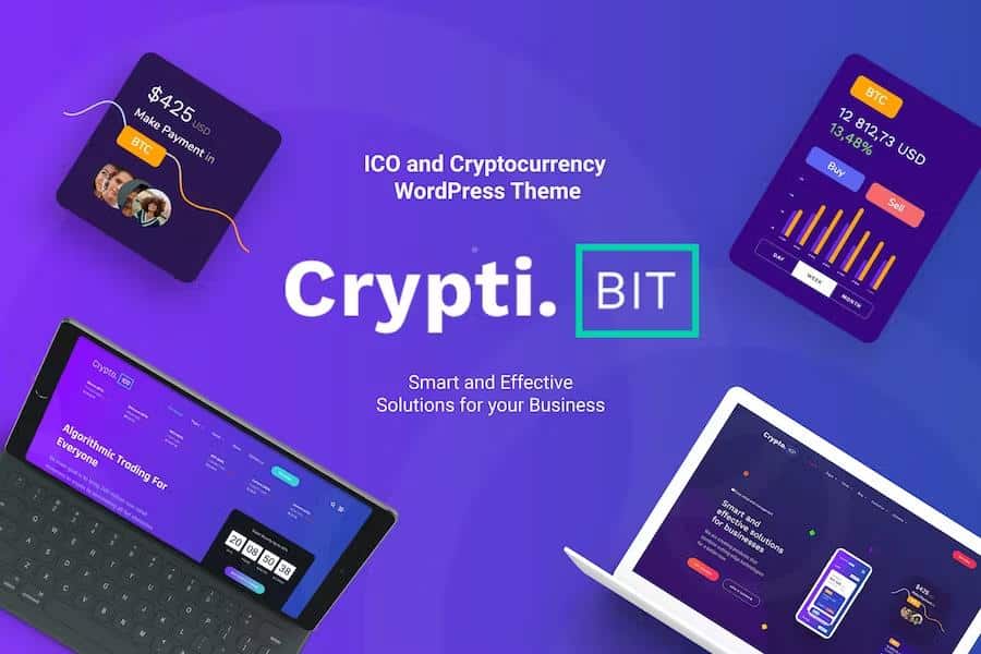 CryptiBIT - Technology, Cryptocurrency, ICO IEO Landing Page WordPress theme