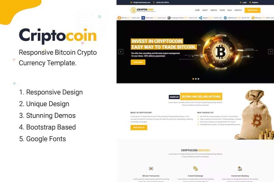 CryptoCoin - Bitcoin Crypto Currency Template