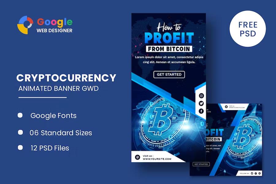 Cryptocurrency Bitcoin Animated Banner GWD