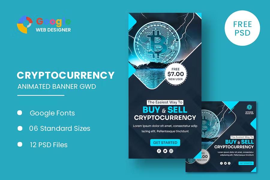 Cryptocurrency Bitcoin Animated Banner GWD