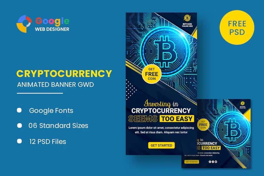 Cryptocurrency Bitcoin Animated Banner GWD