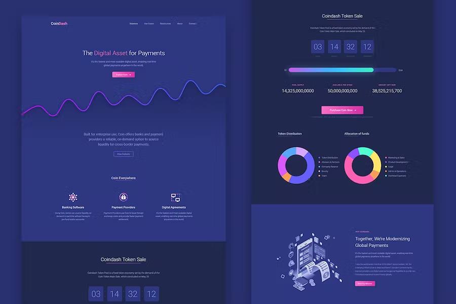 Cryptocurrency Saas Landing Page Template - Coindash