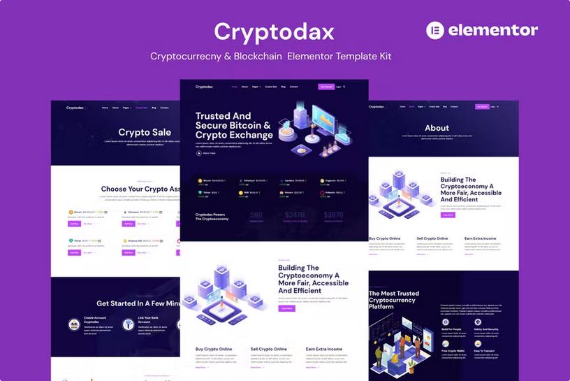 Preview image for Cryptodax - Cryptocurrency & Blockchain  Elementor Template Kit