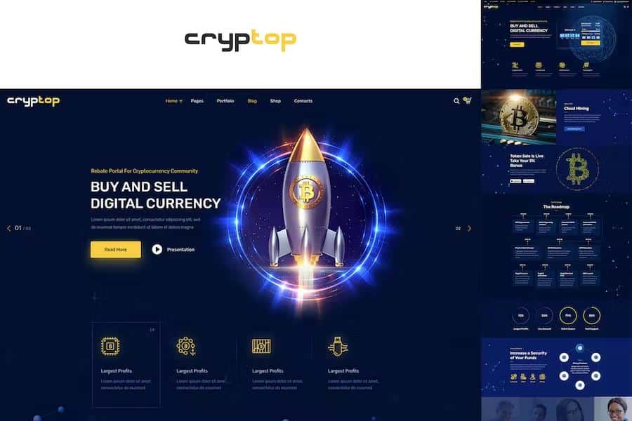 CrypTop - ICO Landing and CryptoCurrency WordPress Theme