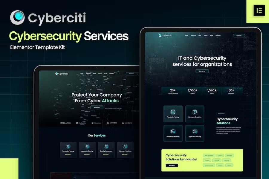 Preview image for Cyberciti - Cyber Security Services Elementor Template Kit