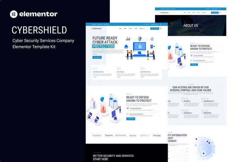 Product preview supplied for Cybershield - Cyber Security Services Company Elementor Template Kit