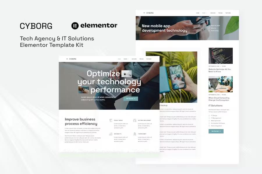 Product preview supplied for Cyborg - Tech Agency & IT Solutions Elementor Template Kit