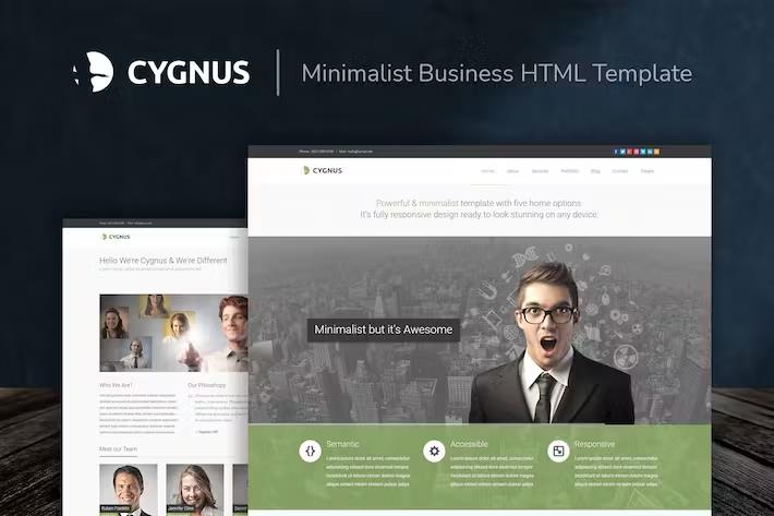 Product preview supplied for Cygnus - Minimalist Business HTML Template