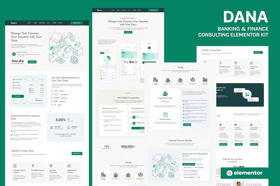Dana - Banking and Finance Consulting Elementor Template Kit listing image