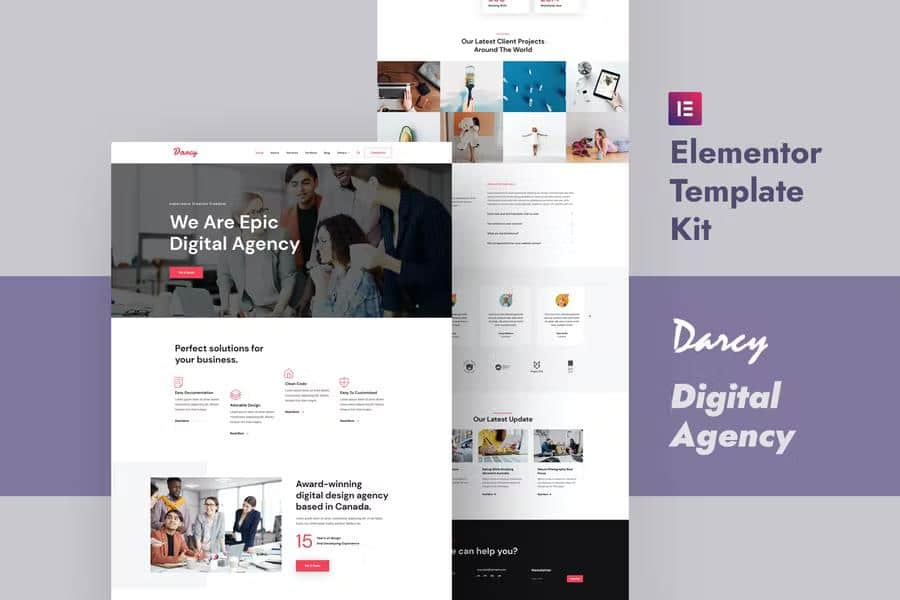Product preview supplied for Darcy - Creative Agency Elementor Template Kit