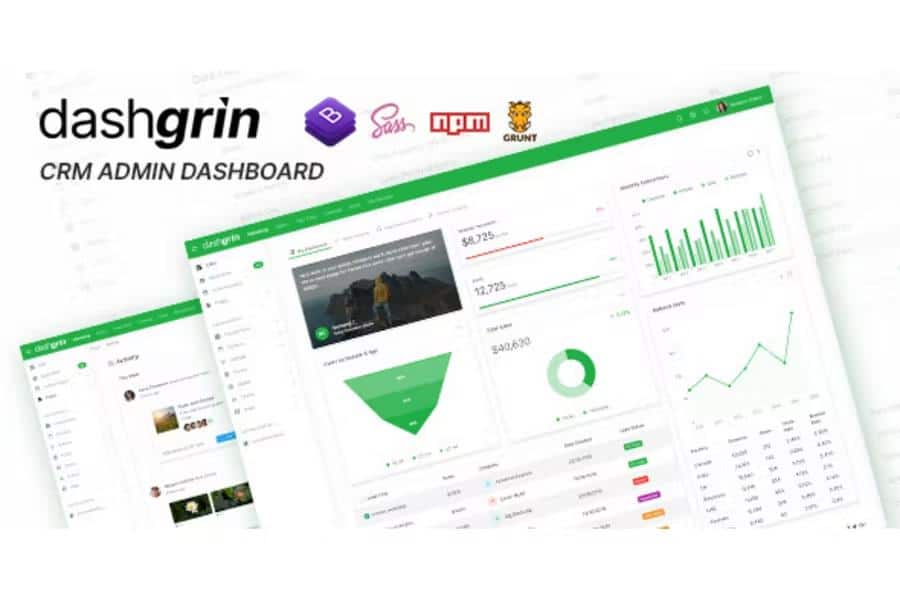 Product preview supplied for Dashgrin - Bootstrap 4 Responsive Admin Dashboard Template + UI Kit