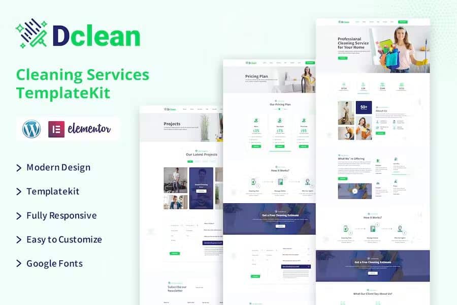 Dclean - Cleaning Services Elementor Template Kit listing image