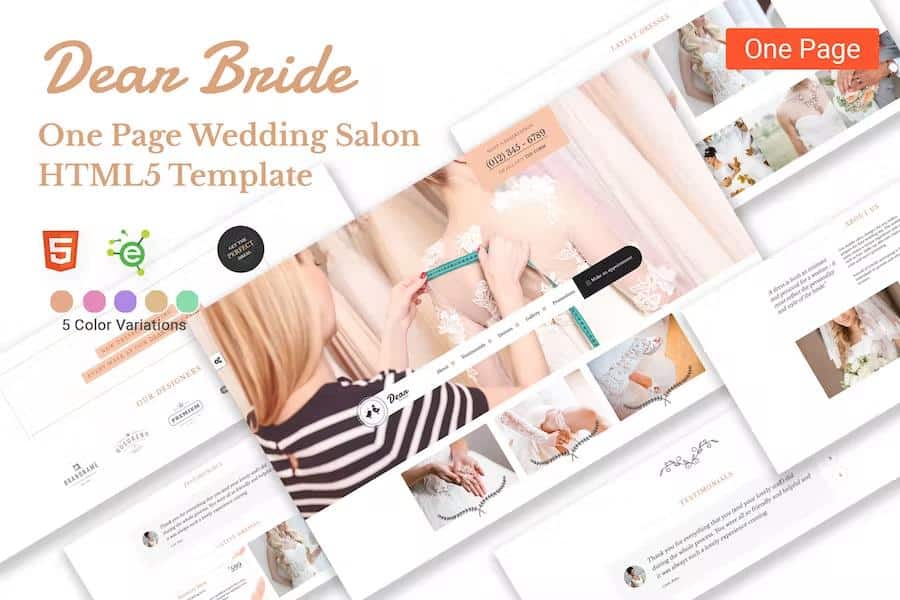 Dear Bride - One Page Wedding Salon HTML Template