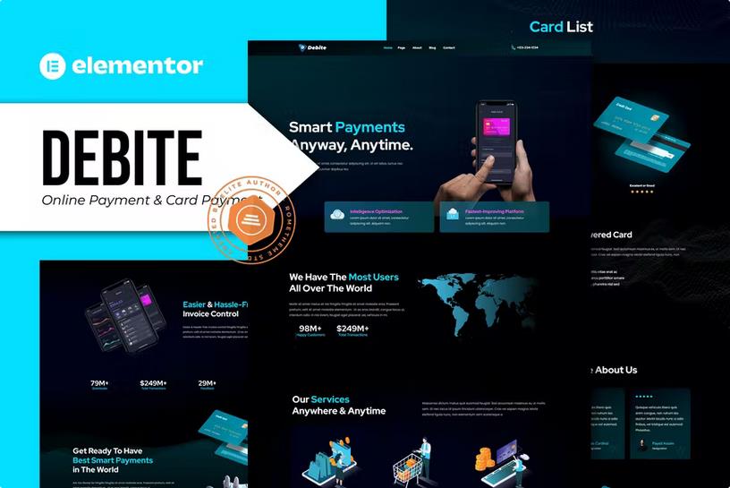 Debite - Card Payment & Online Payment Elementor Template Kit product preview