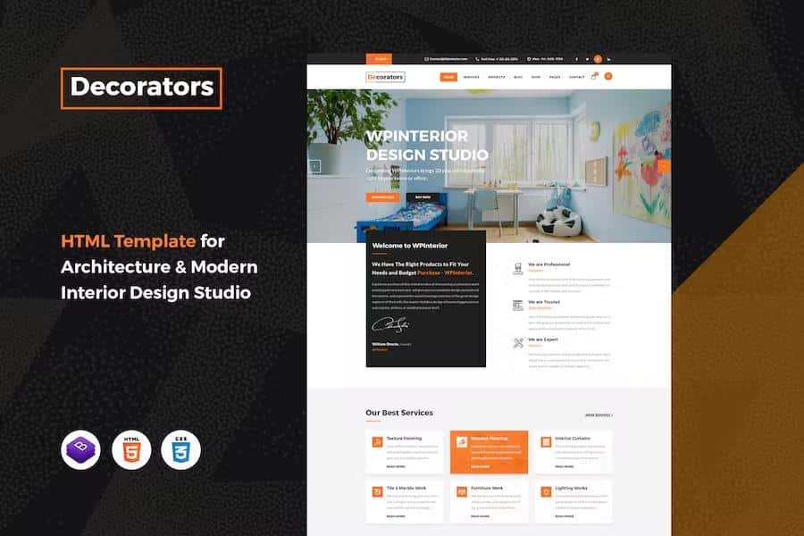 Decorators - HTML Template for Architecture & Modern Interior Design Studio