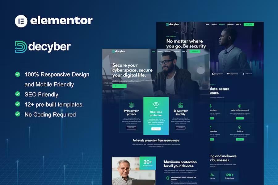 Decyber - Cyber Security Services Elementor Template Kit listing image