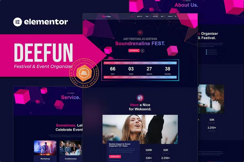 DeeFun - Festival & Event Organizer Elementor Template Kit listing image