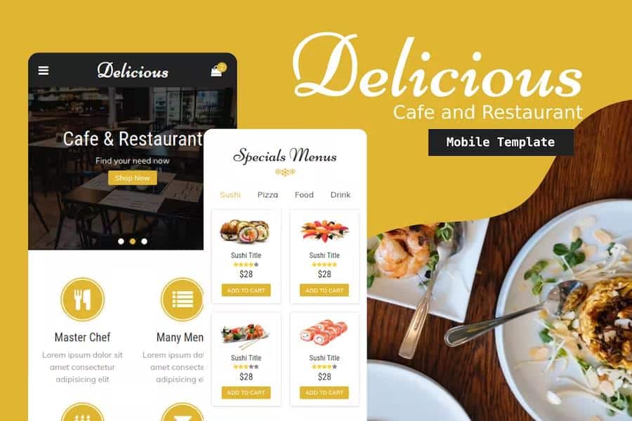 Delicious - Cafe & Restaurant Mobile Template