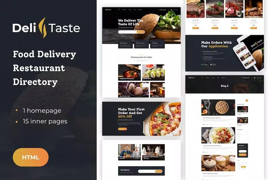 DeliTaste - Food Delivery Restaurant Directory HTML Template