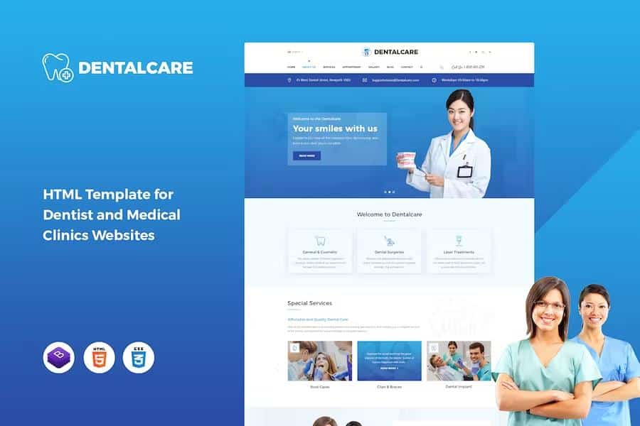 Preview image for Dental Care - HTML Template For Dentist and Medical Clinics