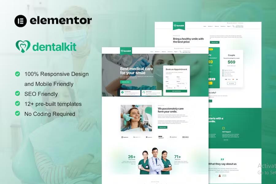 Dentalkit - Dentist & Medical Service Elementor Template Kit product preview