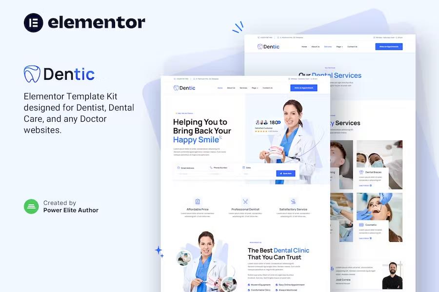 Dentic – Dentist & Dental Clinic Elementor Template Kit product preview