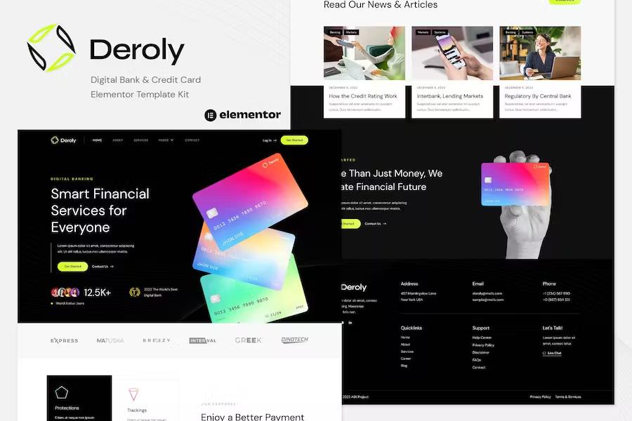 Preview image for Deroly - Digital Bank & Credit Card Elementor Template Kit