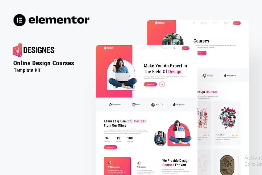 Designes - Online Design Course Elementor Template Kit product preview