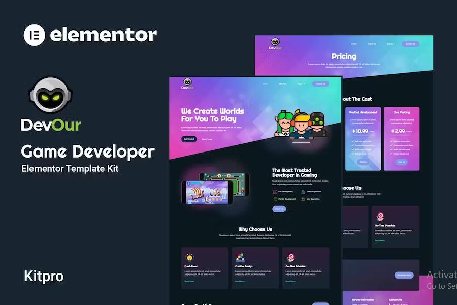 Devour - Game Developer Elementor Template Kit listing image