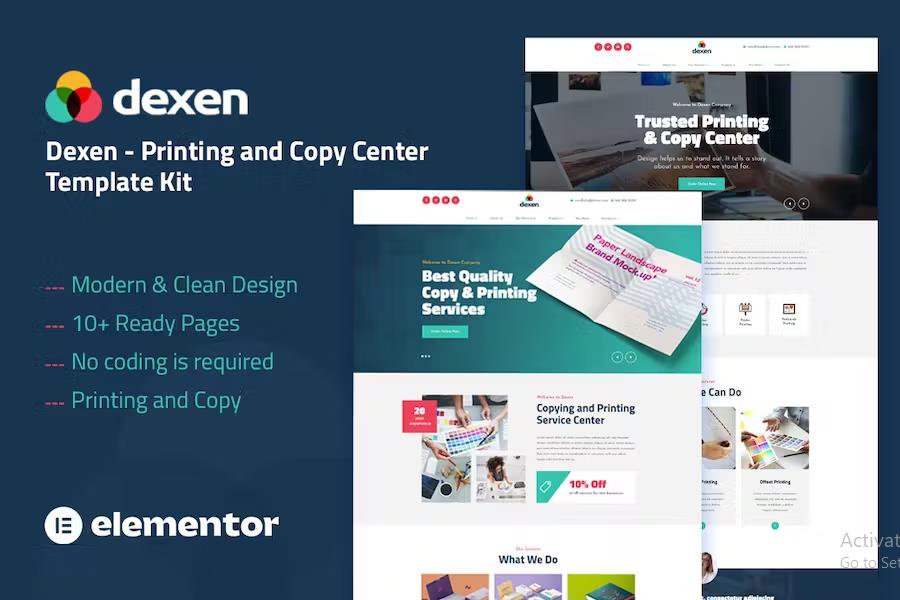 Dexen - Printing & Copy Center Elementor Template Kit listing image