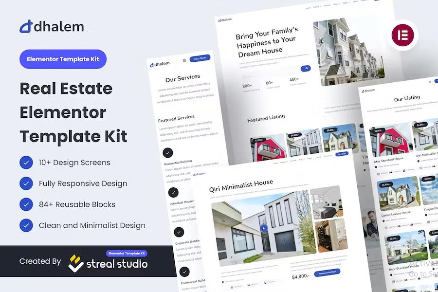 Product preview supplied for Dhalem Real Estate Elementor Template Kit