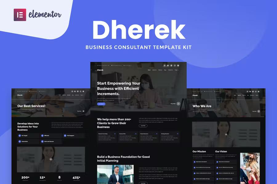Product preview supplied for Dherek - Business Consultant Website Template