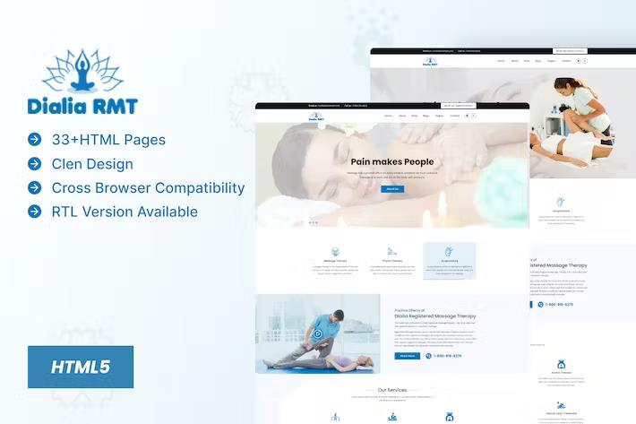 Product preview supplied for Dialia - Registered Massage Therapy HTML Template