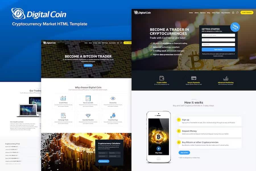 Digital Coin - Cryptocurrency Marketing and Trading Site Template
