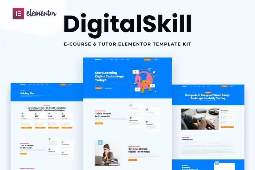 Preview image for DigitalSkill - E-course & Online Tutorials Elementor Pro Template Kit