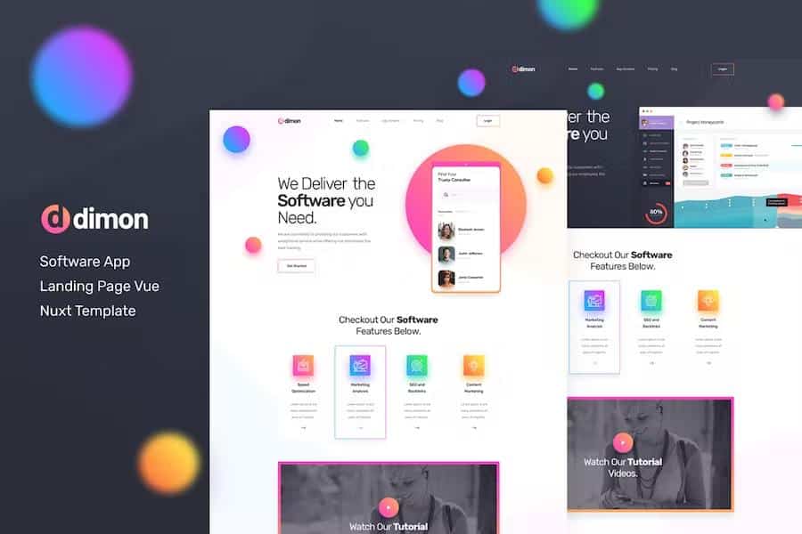 Dimon - Vue Nuxt Software App Landing Page Template