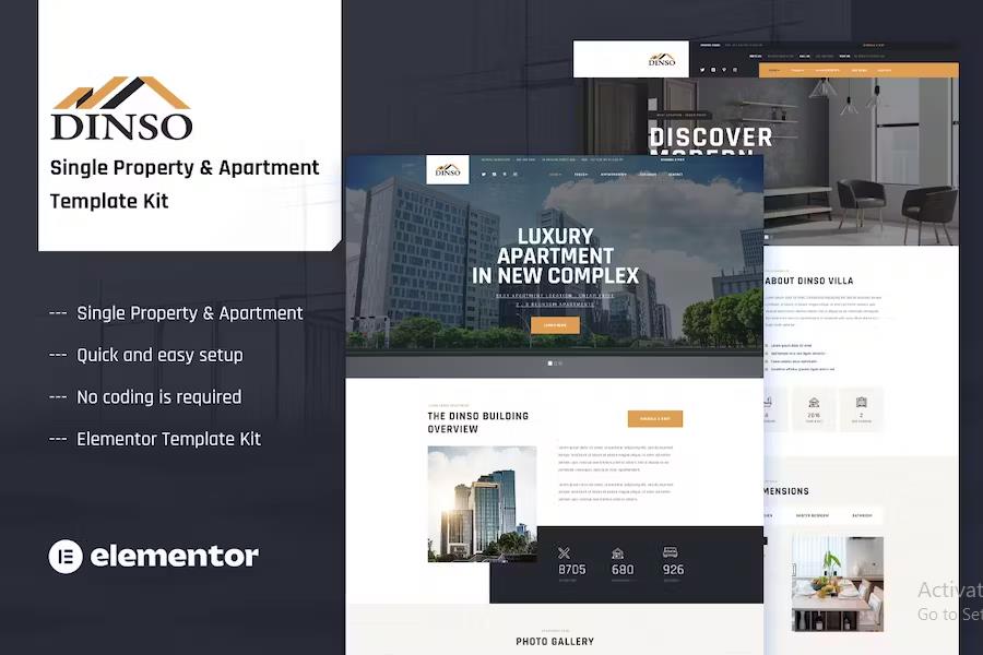 Dinso - Single Property & Apartment Elementor Template Kit listing image