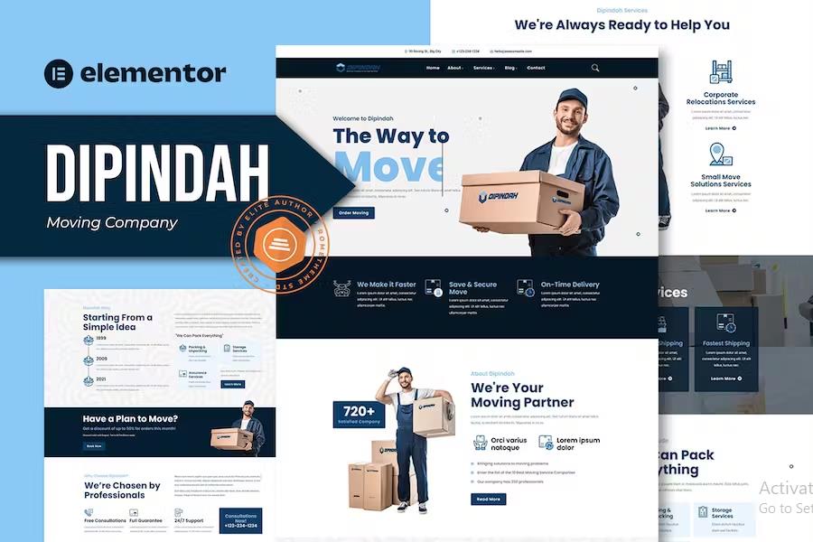 Preview image for Dipindah - Moving Company Elementor Template Kit