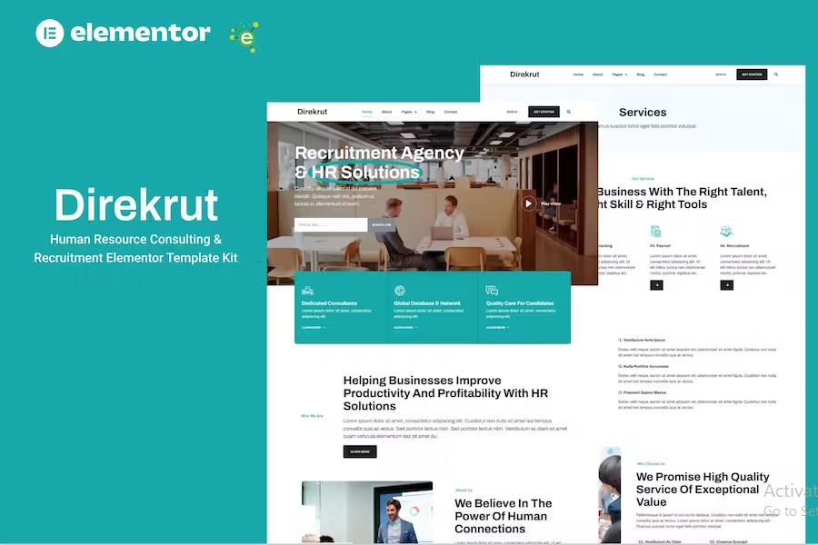 Direkrut - Human Resource Consulting and Recruitment Elementor Template Kit listing image
