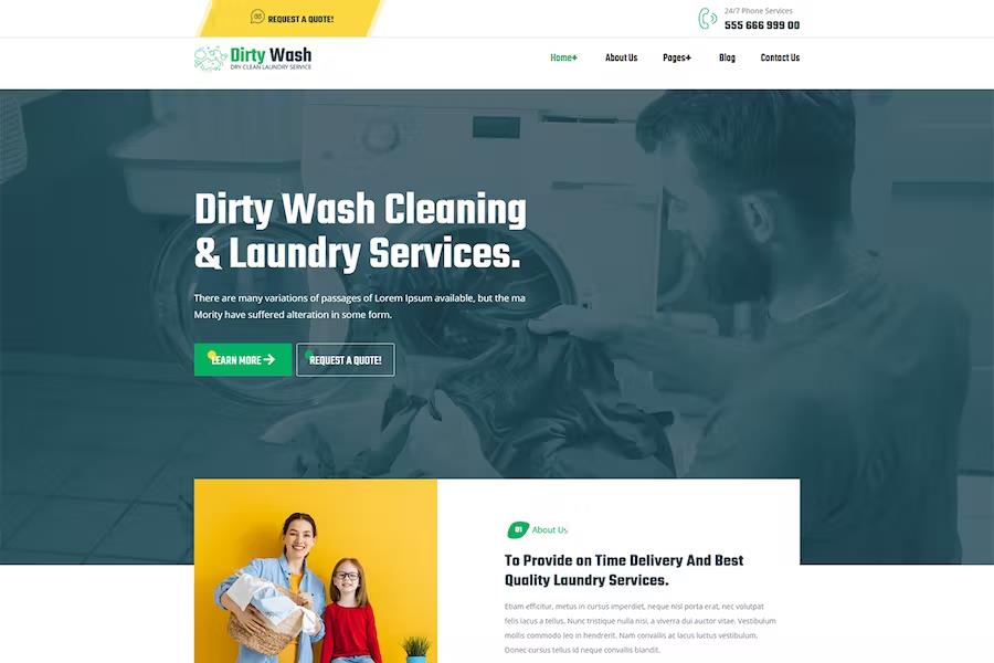 DirtyWash - Laundry Service WordPress Theme