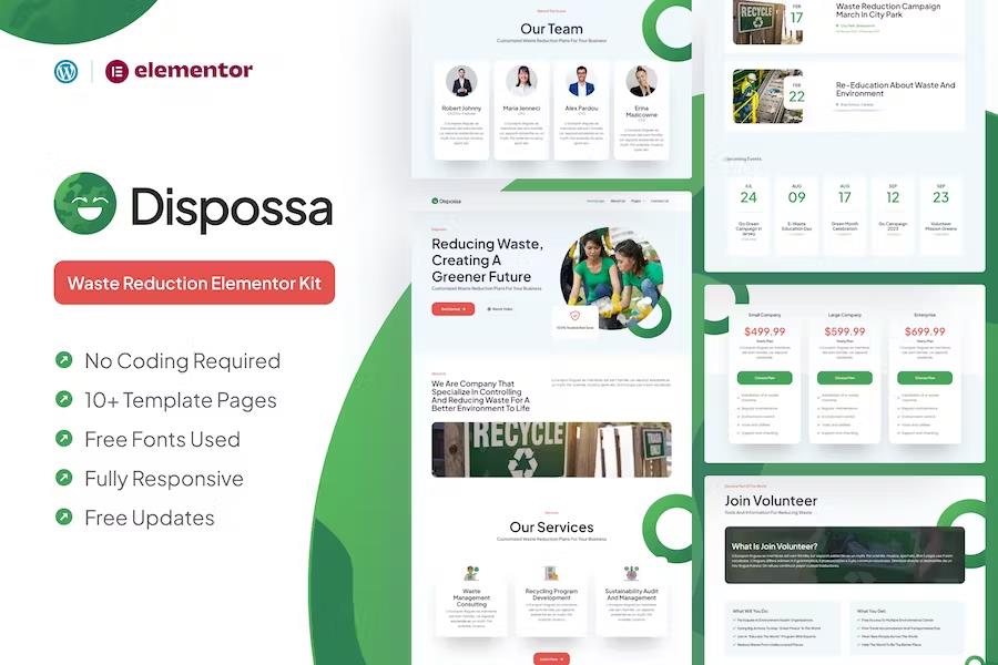 Dispossa - Waste Reduction Elementor Pro Template Kit listing image