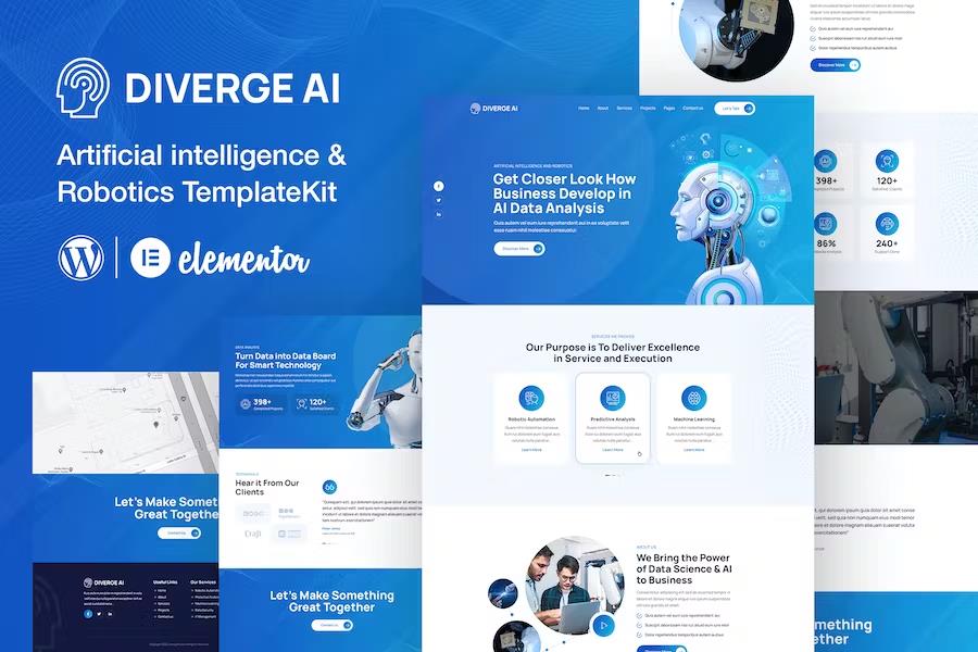 Preview image for Diverge AI - Robotics Elementor Template Kit