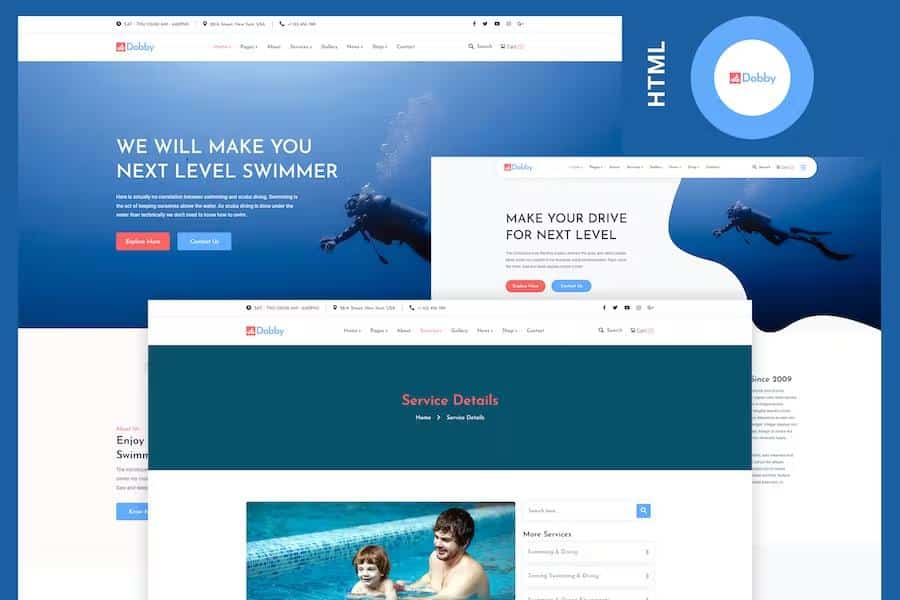 Dobby - Swimming & Scuba Diving HTML Template